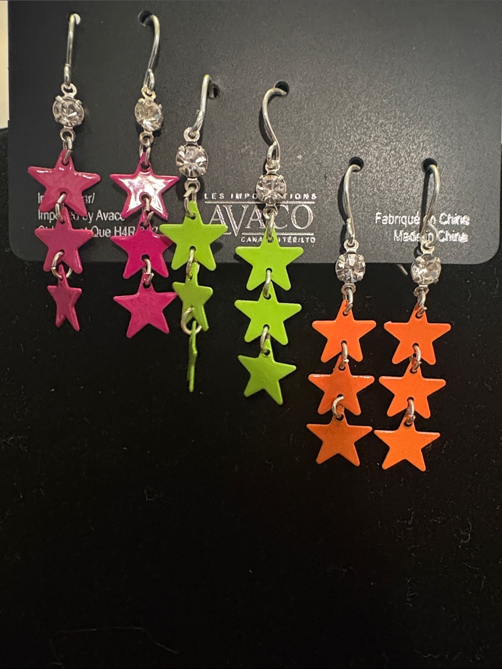 3 pair of Star Dangle Earrings